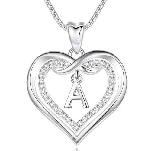 EUDORA Harmony Ball Kette mit Buchstaben A für Damen, Kupfer Versilbertes Herz Buchstabe A Alphabet Anhänger Halskette Schmuck mit Namen für Frauen, Geschenke für Mutter Tochter, 20 Zoll Kette EUDORA Harmony Ball Kette mit Buchstaben A für Damen, Kupfer Versilbertes Herz Buchstabe A Alphabet Anhänger Halskette Schmuck mit Namen für Frauen, Geschenke für Mutter Tochter, 20 Zoll Kette von EUDORA Harmony Ball