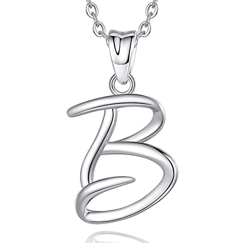 EUDORA Harmony Ball Kette mit Buchstaben B für Damen Sterling Silber 925, Halskette mit Anfang Buchstaben B Kette mit Namen Alphabet Initialen Anhänger Schmuck Geschenk für Frauen Mama Freundin, 45CM von EUDORA Harmony Ball