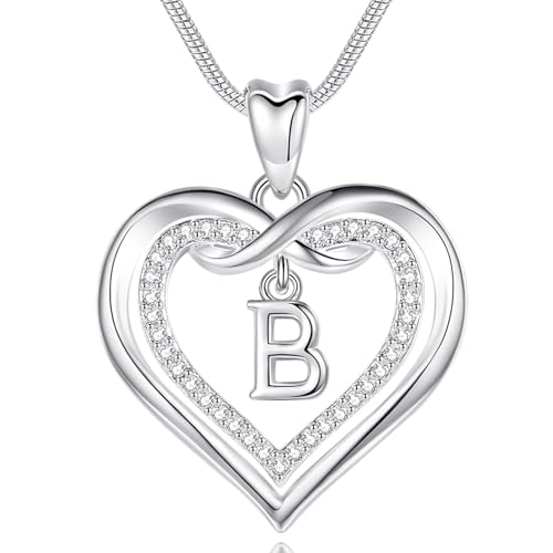 EUDORA Harmony Ball Kette mit Buchstaben B für Damen, Kupfer Versilbertes Herz Buchstabe B Alphabet Anhänger Halskette Schmuck mit Namen für Frauen, Geschenke für Mutter Tochter, 20 Zoll Kette EUDORA Harmony Ball Kette mit Buchstaben B für Damen, Kupfer Versilbertes Herz Buchstabe B Alphabet Anhänger Halskette Schmuck mit Namen für Frauen, Geschenke für Mutter Tochter, 20 Zoll Kette von EUDORA Harmony Ball