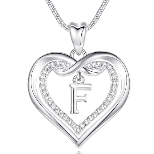 EUDORA Harmony Ball Kette mit Buchstaben F für Damen, Kupfer Versilbertes Herz Buchstabe F Alphabet Anhänger Halskette Schmuck mit Namen für Frauen, Geschenke für Mutter Tochter, 20 Zoll Kette EUDORA Harmony Ball Kette mit Buchstaben F für Damen, Kupfer Versilbertes Herz Buchstabe F Alphabet Anhänger Halskette Schmuck mit Namen für Frauen, Geschenke für Mutter Tochter, 20 Zoll Kette von EUDORA Harmony Ball