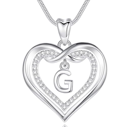 EUDORA Harmony Ball Kette mit Buchstaben G für Damen, Kupfer Versilbertes Herz Buchstabe G Alphabet Anhänger Halskette Schmuck mit Namen für Frauen, Geschenke für Mutter Tochter, 20 Zoll Kette EUDORA Harmony Ball Kette mit Buchstaben G für Damen, Kupfer Versilbertes Herz Buchstabe G Alphabet Anhänger Halskette Schmuck mit Namen für Frauen, Geschenke für Mutter Tochter, 20 Zoll Kette von EUDORA Harmony Ball