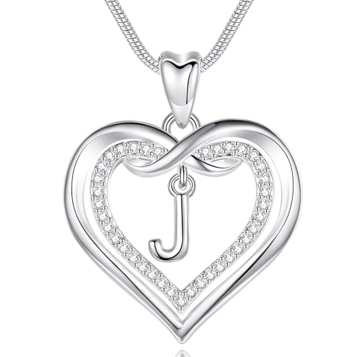 EUDORA Harmony Ball Kette mit Buchstaben J für Damen, Kupfer Versilbertes Herz Buchstabe J Alphabet Anhänger Halskette Schmuck mit Namen für Frauen, Geschenke für Mutter Tochter, 20 Zoll Kette EUDORA Harmony Ball Kette mit Buchstaben J für Damen, Kupfer Versilbertes Herz Buchstabe J Alphabet Anhänger Halskette Schmuck mit Namen für Frauen, Geschenke für Mutter Tochter, 20 Zoll Kette von EUDORA Harmony Ball