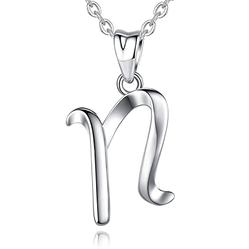 EUDORA Harmony Ball Kette mit Buchstaben N für Damen Sterling Silber 925, Halskette mit Anfang Buchstaben N Kette mit Namen Alphabet Initialen Anhänger Schmuck Geschenk für Frauen Mama Freundin, 45CM von EUDORA Harmony Ball