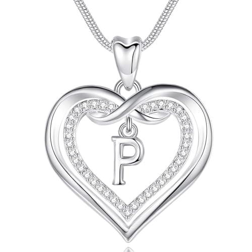 EUDORA Harmony Ball Kette mit Buchstaben P für Damen, Kupfer Versilbertes Herz Buchstabe P Alphabet Anhänger Halskette Schmuck mit Namen für Frauen, Geschenke für Mutter Tochter, 20 Zoll Kette EUDORA Harmony Ball Kette mit Buchstaben P für Damen, Kupfer Versilbertes Herz Buchstabe P Alphabet Anhänger Halskette Schmuck mit Namen für Frauen, Geschenke für Mutter Tochter, 20 Zoll Kette von EUDORA Harmony Ball