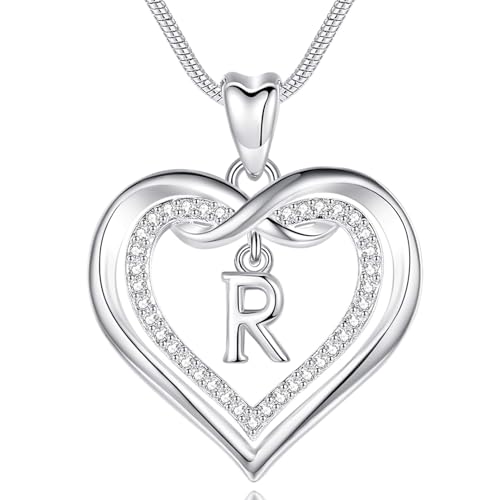 EUDORA Harmony Ball Kette mit Buchstaben R für Damen, Kupfer Versilbertes Herz Buchstabe R Alphabet Anhänger Halskette Schmuck mit Namen für Frauen, Geschenke für Mutter Tochter, 20 Zoll Kette EUDORA Harmony Ball Kette mit Buchstaben R für Damen, Kupfer Versilbertes Herz Buchstabe R Alphabet Anhänger Halskette Schmuck mit Namen für Frauen, Geschenke für Mutter Tochter, 20 Zoll Kette von EUDORA Harmony Ball