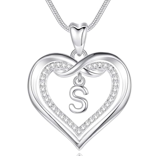 EUDORA Harmony Ball Kette mit Buchstaben S für Damen, Kupfer Versilbertes Herz Buchstabe S Alphabet Anhänger Halskette Schmuck mit Namen für Frauen, Geschenke für Mutter Tochter, 20 Zoll Kette EUDORA Harmony Ball Kette mit Buchstaben S für Damen, Kupfer Versilbertes Herz Buchstabe S Alphabet Anhänger Halskette Schmuck mit Namen für Frauen, Geschenke für Mutter Tochter, 20 Zoll Kette von EUDORA Harmony Ball