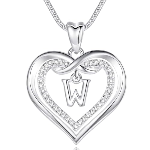 EUDORA Harmony Ball Kette mit Buchstaben W für Damen, Kupfer Versilbertes Herz Buchstabe W Alphabet Anhänger Halskette Schmuck mit Namen für Frauen, Geschenke für Mutter Tochter, 20 Zoll Kette EUDORA Harmony Ball Kette mit Buchstaben W für Damen, Kupfer Versilbertes Herz Buchstabe W Alphabet Anhänger Halskette Schmuck mit Namen für Frauen, Geschenke für Mutter Tochter, 20 Zoll Kette von EUDORA Harmony Ball