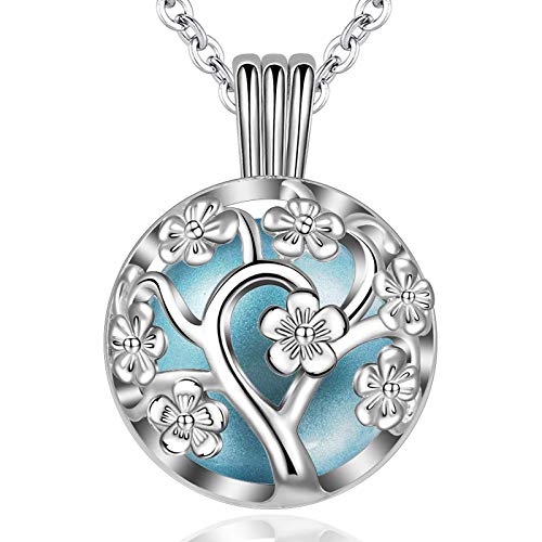 EUDORA Harmony Ball Kirschblüte Anhänger für Frauen, Bola Klangkugel Schwangerschaft, Engel Anrufer Halskette Schmuck Geschenk für Mädchen Mutter Schwester Tochter Lehrer, (30",18mm) von EUDORA Harmony Ball