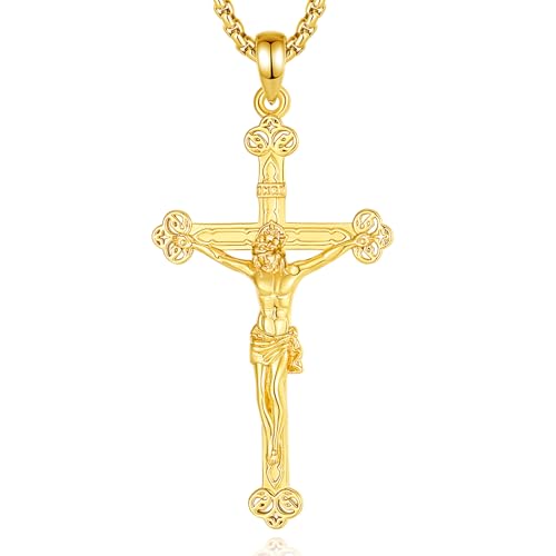 EUDORA Harmony Ball Kreuz Kette für Damen Herren Sterling Silber S925 18K Vergoldet,Kruzifix Halskette Jesus Kreuz Anhänger Glaube Schmuck Christlicher Geschenk für Herren Frauen, 22"+2" EUDORA Harmony Ball Kreuz Kette für Damen Herren Sterling Silber S925 18K Vergoldet,Kruzifix Halskette Jesus Kreuz Anhänger Glaube Schmuck Christlicher Geschenk für Herren Frauen, 22"+2" von EUDORA Harmony Ball