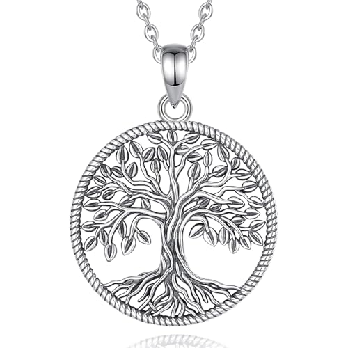 EUDORA Harmony Ball Lebensbaum Kette S925 Sterling Silber für Damen Baum des Lebens Yggdrasil Halsketten Vintage Tree of Life Schmuck für Frauen, Geschenk für Damen Mutter Tochter Schwester, 45cm von EUDORA Harmony Ball