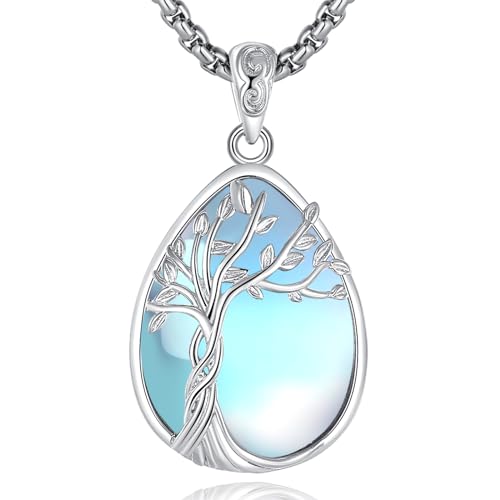 EUDORA Harmony Ball Lebensbaum Mondstein Kette für Damen Sterling Silber S925, Baum des Lebens Halskette Anhänger Tree of Life Schmuck Geschenk für Damen Frauen, Kette 20" EUDORA Harmony Ball Lebensbaum Mondstein Kette für Damen Sterling Silber S925, Baum des Lebens Halskette Anhänger Tree of Life Schmuck Geschenk für Damen Frauen, Kette 20" von EUDORA Harmony Ball