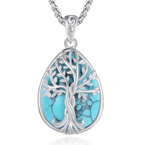 EUDORA Harmony Ball Lebensbaum Türkis Kette für Damen Sterling Silber S925, Baum des Lebens Türkis Halskette Anhänger Tree of Life Schmuck Geschenk für Frauen Damen, Kette 20" EUDORA Harmony Ball Lebensbaum Türkis Kette für Damen Sterling Silber S925, Baum des Lebens Türkis Halskette Anhänger Tree of Life Schmuck Geschenk für Frauen Damen, Kette 20" von EUDORA Harmony Ball