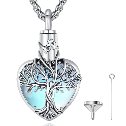 EUDORA Harmony Ball Lebensbaum mit Herz Mondstein Asche Urnen Kette für Damen Sterling Silber 925,Einäscherung Schmuck Memorial Urn die Asche, Andenken Beerdigung Medaillon Anhänger, 20 Zoll EUDORA Harmony Ball Lebensbaum mit Herz Mondstein Asche Urnen Kette für Damen Sterling Silber 925,Einäscherung Schmuck Memorial Urn die Asche, Andenken Beerdigung Medaillon Anhänger, 20 Zoll von EUDORA Harmony Ball