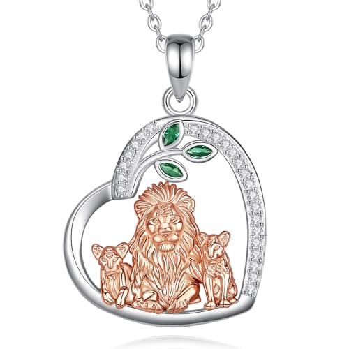 EUDORA Harmony Ball Löwe Mutter Tochter Kette für Damen 925 Sterling Silber, Mama Mutter und zwei Söhne Tochter Halskette Anhänger Schmuck Muttertag Geschenk für Frauen Mama Ehefrau Oma, 45cm von EUDORA Harmony Ball