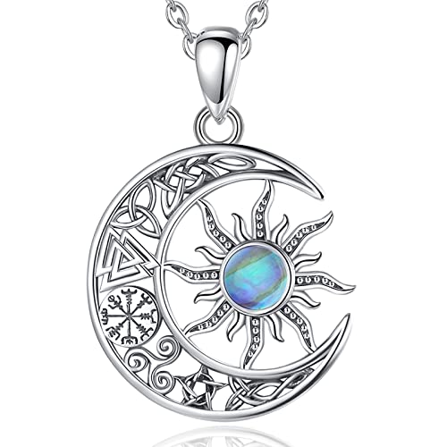 EUDORA Harmony Ball Mond und Sonne Kette für Damen Sterling Silber 925, Vintage Luna Halskette Anhänger, Sonnengott Mond Schmuck Personalisierte Amulett Geschenk für Frauen Mädchen, Kette 45cm von EUDORA Harmony Ball