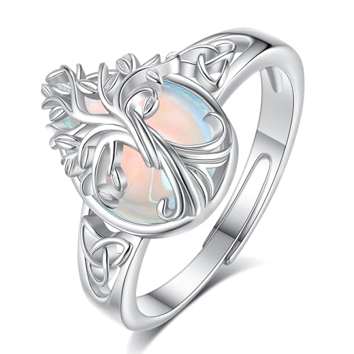 EUDORA Harmony Ball Mondstein Lebensbaum Ring für Damen S925 Sterling Silber, Verstellbarer Baum des Lebens Ring Offener Ringe Mit Kristall Mondstein Heilsteine Schmuck Geschenk für Frauen EUDORA Harmony Ball Mondstein Lebensbaum Ring für Damen S925 Sterling Silber, Verstellbarer Baum des Lebens Ring Offener Ringe Mit Kristall Mondstein Heilsteine Schmuck Geschenk für Frauen von EUDORA Harmony Ball
