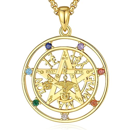 EUDORA Harmony Ball Pentagramm Chakra Kette für Damen Herren 18 Karat Vergoldetes Sterling Silber, Tetragrammaton Runen Halskette Amulett Anhänger Witcher Schmuck Geschenk für Frauen Mutter, 55cm EUDORA Harmony Ball Pentagramm Chakra Kette für Damen Herren 18 Karat Vergoldetes Sterling Silber, Tetragrammaton Runen Halskette Amulett Anhänger Witcher Schmuck Geschenk für Frauen Mutter, 55cm von EUDORA Harmony Ball