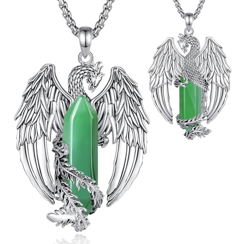 EUDORA Harmony Ball Phönix Aventurin Kette für Damen Herren, Vintage Wikinger Feuerphönix Aventurin Halskette Anhänger Amulett Energie Gothic Kristall Schmuck, Geschenk für Frauen Herren, 20" +2" EUDORA Harmony Ball Phönix Aventurin Kette für Damen Herren, Vintage Wikinger Feuerphönix Aventurin Halskette Anhänger Amulett Energie Gothic Kristall Schmuck, Geschenk für Frauen Herren, 20" +2" von EUDORA Harmony Ball