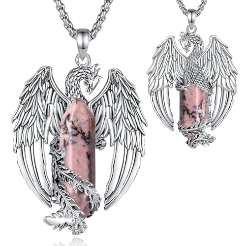 EUDORA Harmony Ball Phönix Rhodochrosit Kette für Damen Herren, Vintage Wikinger Feuerphönix Rhodochrosit Halskette Anhänger Amulett Energie Gothic Kristall Schmuck, Geschenk für Frauen Herren,20"+2" EUDORA Harmony Ball Phönix Rhodochrosit Kette für Damen Herren, Vintage Wikinger Feuerphönix Rhodochrosit Halskette Anhänger Amulett Energie Gothic Kristall Schmuck, Geschenk für Frauen Herren,20"+2" von EUDORA Harmony Ball