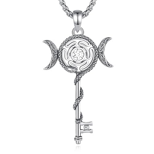 EUDORA Harmony Ball Rad der Hekate Schlüssel Kette für Damen Sterling Silber 925,Vintage Hexe Siegel der Hekate Mond Schlange Schlüssel Wicca Anhänger Hexenhaft Schmuck Geschenk für Frauen, 20"+2" EUDORA Harmony Ball Rad der Hekate Schlüssel Kette für Damen Sterling Silber 925,Vintage Hexe Siegel der Hekate Mond Schlange Schlüssel Wicca Anhänger Hexenhaft Schmuck Geschenk für Frauen, 20"+2" von EUDORA Harmony Ball