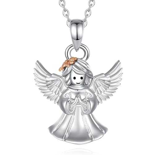EUDORA Harmony Ball S925 Sterling Silber Schutzengel Kette für Damen, Halskette mit Engel Talisman Schutzengel Anhänger Engelsflügel Amulett Geschenk für Frauen Mama Tochter, 18" von EUDORA Harmony Ball