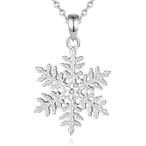 EUDORA Harmony Ball Schneeflocke Kette für Damen Sterling Silber 925 Mit CZ, Winter Schöner Schneeflocke Halskette Anhänger Schmuck Personalisierte Geschenk für Frauen Tochter Mutter Oma, 45cm von EUDORA Harmony Ball