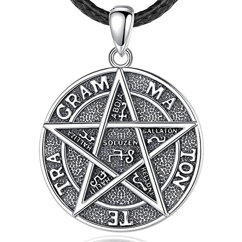 EUDORA Harmony Ball Solomon Pentagramm Kette für Damen Herren Sterling Silber 925, Tetragrammaton Runen Halskette Amulett Anhänger Vintage Witcher Schmuck Geschenk für Herren Frauen, 61cm von EUDORA Harmony Ball