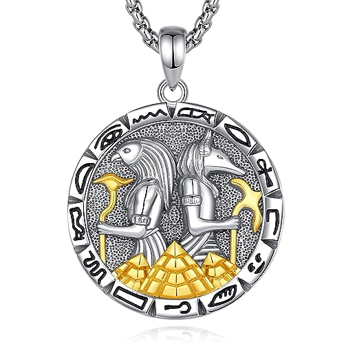 EUDORA Harmony Ball Sterling Silber 925 Anubis Horus Kette für Damen Herren, Antikes Ägypten Anubis Amulett Energie Pyramide Anhänger, Vintage Ägypte Runen Auge des Horus Schmuck Geschenk für Herren EUDORA Harmony Ball Sterling Silber 925 Anubis Horus Kette für Damen Herren, Antikes Ägypten Anubis Amulett Energie Pyramide Anhänger, Vintage Ägypte Runen Auge des Horus Schmuck Geschenk für Herren von EUDORA Harmony Ball