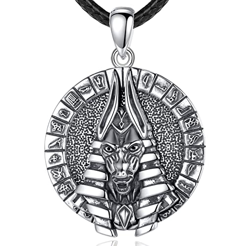 EUDORA Harmony Ball Sterling Silber 925 Anubis Kette für Damen Herren, Antikes Ägypten Sensenmann Anubis Amulett Energie Anhänger Halskette, Vintage Ägypte Runen Schmuck Geschenk für Herren Frauen von EUDORA Harmony Ball