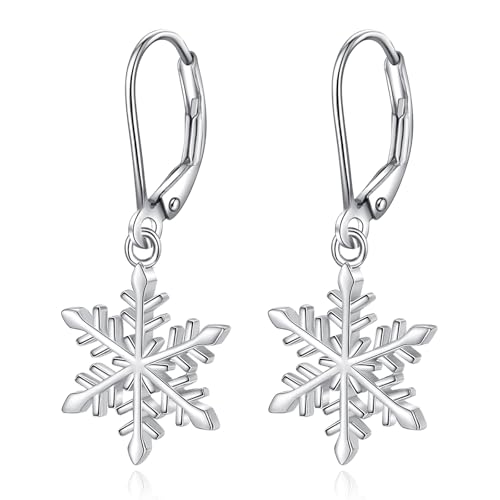 EUDORA Harmony Ball Sterling Silber 925 Schneeflocke Ohrringe für Damen Weihnachten Schneeflocke Ohrhänger Schmuck Winter Urlaub Ohrstecker, Romantisches Geschenk für Frauen Sie Mutter Tochter von EUDORA Harmony Ball
