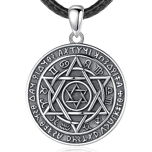 EUDORA Harmony Ball Sterling Silber 925 Talisman Siegel Solomon Sechszackiger Stern 12 Sternbild Kette für Damen Herren, Amulett Energie Anhänger Vintage Schmuck Geschenk für Herren Frauen, 61cm von EUDORA Harmony Ball