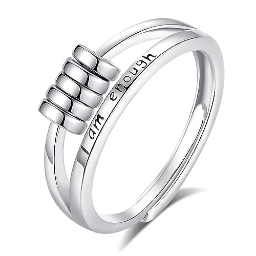 EUDORA Harmony Ball Stress Ring für Frauen Damen S925 Sterling Silber, Anxiety Anti Stress Ring Angst Stress Ring Relief Einstellbare Spinner Ringe Fidget Ring Anti Stress Geschenk für Frauen Damen von EUDORA Harmony Ball