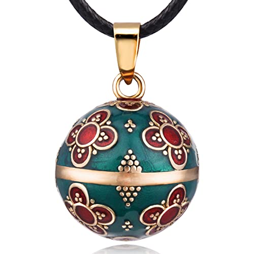 EUDORA Harmony Ball Vintage Anhänger Schmuck, klangkugel Anhänger, Damen Halskette Schmuck, Halskette Länge 114,3 cm weichen geflochtenen Seil von EUDORA Harmony Ball