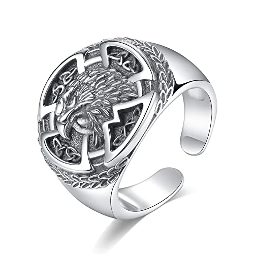 EUDORA Harmony Ball Wikinger Adler Ring für Damen Herren, 925 Sterling Silber Wikinger Adler Kreuz Ring Einstellbare Amulett Witcher Ring Vintage Schmuck Geschenk für Frauen Frau Ehemann Mutter Vater EUDORA Harmony Ball Wikinger Adler Ring für Damen Herren, 925 Sterling Silber Wikinger Adler Kreuz Ring Einstellbare Amulett Witcher Ring Vintage Schmuck Geschenk für Frauen Frau Ehemann Mutter Vater von EUDORA Harmony Ball