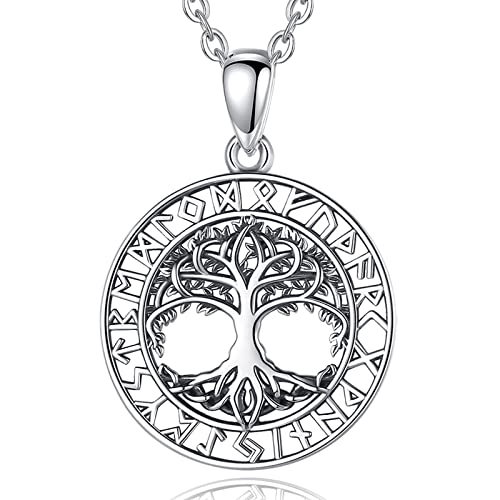 EUDORA Harmony Ball Wikinger Lebensbaum Kette Damen 925 Sterling Silber Vintage Viking Baum des Lebens Halskette Anhänger Schmuck Amulett Geschenk für Frauen Mädche Mutter Tochter, 45cm von EUDORA Harmony Ball