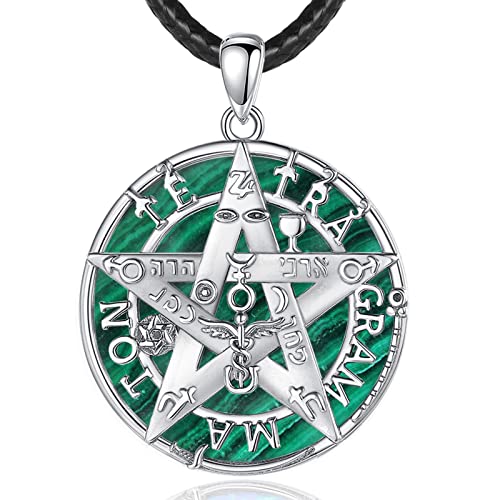 EUDORA Harmony Ball Witcher Pentagramm Kette mit Malachit für Damen Herren Sterling Silber 925, Tetragrammaton Runen Halskette Amulett Anhänger Vintage Schmuck Geschenk für Frauen Herren, 61cm EUDORA Harmony Ball Witcher Pentagramm Kette mit Malachit für Damen Herren Sterling Silber 925, Tetragrammaton Runen Halskette Amulett Anhänger Vintage Schmuck Geschenk für Frauen Herren, 61cm von EUDORA Harmony Ball