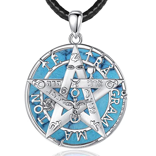 EUDORA Harmony Ball Witcher Pentagramm Kette mit Türkis für Damen Herren Sterling Silber 925, Tetragrammaton Runen Halskette Amulett Anhänger Vintage Schmuck Geschenk für Herren Frauen, 61cm EUDORA Harmony Ball Witcher Pentagramm Kette mit Türkis für Damen Herren Sterling Silber 925, Tetragrammaton Runen Halskette Amulett Anhänger Vintage Schmuck Geschenk für Herren Frauen, 61cm von EUDORA Harmony Ball
