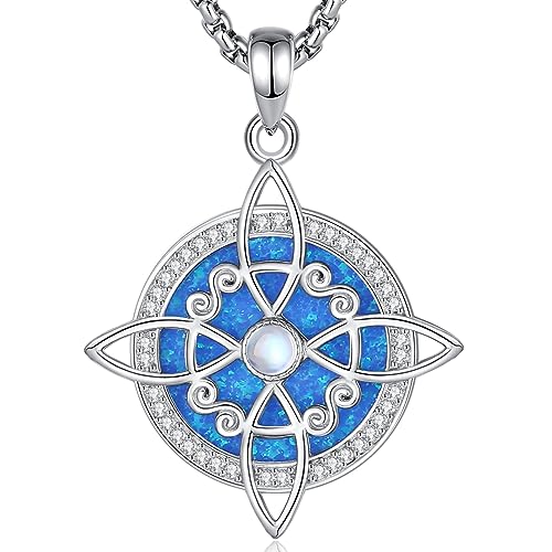 EUDORA Harmony Ball Witches Knoten Kette Mit Blauer Opal Damen Sterling Silber 925, Originaler Hexen keltischer Knoten Witcher Halskette Wicca Amulett Anhänger Runen Schmuck Geschenk Frauen,50CM EUDORA Harmony Ball Witches Knoten Kette Mit Blauer Opal Damen Sterling Silber 925, Originaler Hexen keltischer Knoten Witcher Halskette Wicca Amulett Anhänger Runen Schmuck Geschenk Frauen,50CM von EUDORA Harmony Ball