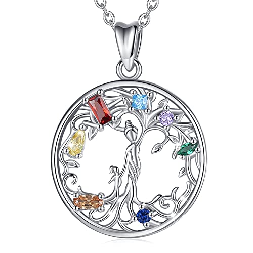 EUDORA Mutter Baum mit Ein Kind Lebensbaum Kette Baum des Lebens Kette für Mama Damen, 925 Sterling Silber mit Bunte CZ Schmuck Halsketten für Frauen, Geschenk für Mutter Tochter Ehefrau Oma, 45cm von EUDORA Harmony Ball