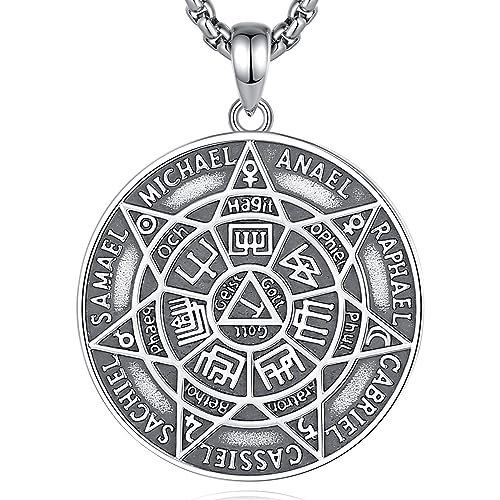 EUDORA Schutzamulett Siegel der 7 Erzengel Kette Herren Damen Sterling Silber 925,Vintage 7 Erzengel Michael Amulett Halskette Christlicher Anhänger Runen Schmuck Geschenk Frauen Männer, 60CM EUDORA Schutzamulett Siegel der 7 Erzengel Kette Herren Damen Sterling Silber 925,Vintage 7 Erzengel Michael Amulett Halskette Christlicher Anhänger Runen Schmuck Geschenk Frauen Männer, 60CM von EUDORA Harmony Ball