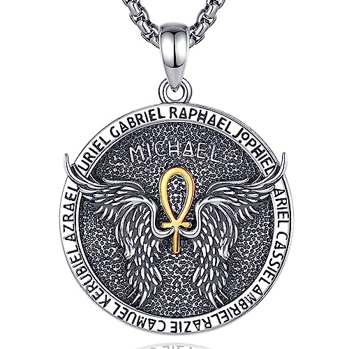 EUDORA Schutzamulett Siegel der 7 Erzengel Michael Ankh Kette Damen Herren Sterling Silber 925, Erzengel Michael Amulett Halskette Christlicher Anhänger Runen Schmuck Geschenk Frauen Männer, 60CM EUDORA Schutzamulett Siegel der 7 Erzengel Michael Ankh Kette Damen Herren Sterling Silber 925, Erzengel Michael Amulett Halskette Christlicher Anhänger Runen Schmuck Geschenk Frauen Männer, 60CM von EUDORA Harmony Ball