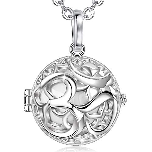 Eudora Engel Anrufer Klangkugel Halsketten für Frauen OM Symbol Damen Classic Anhänger, Schmuck Damen Frauen 76,2cm + 114,3cm von EUDORA Harmony Ball