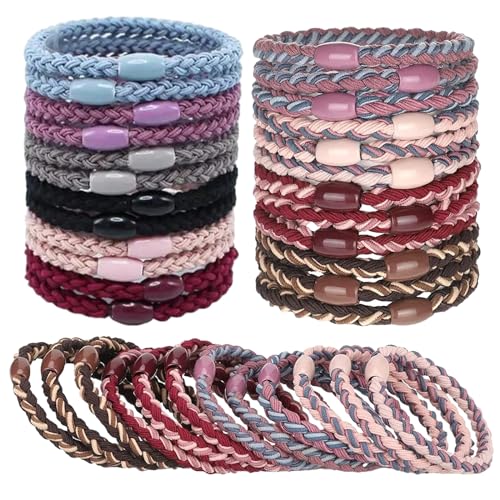 EUDUQ 24 Stück Haargummis für Mädchen,Mehrfarbiger Geflochtene Haargummi Damen Set,Elasitc Hair Tie,Mode zopfgummis,wiederverwendbar Haarbänder Für Dickes und Lockiges Haar EUDUQ 24 Stück Haargummis für Mädchen,Mehrfarbiger Geflochtene Haargummi Damen Set,Elasitc Hair Tie,Mode zopfgummis,wiederverwendbar Haarbänder Für Dickes und Lockiges Haar von EUDUQ