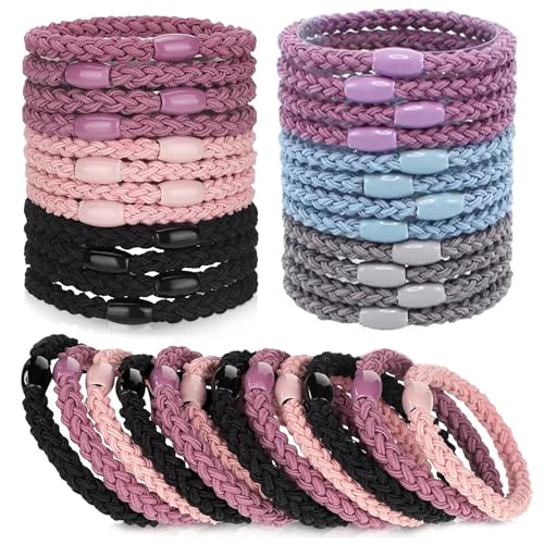 EUDUQ Haargummis für Mädchen,Mehrfarbiger Geflochtene Haargummi Damen Set,Elasitc Quadratisch Mattiert Hair Tie,Mode zopfgummis,wiederverwendbar Haarbänder Für Dickes und Lockiges Haar (C) von EUDUQ