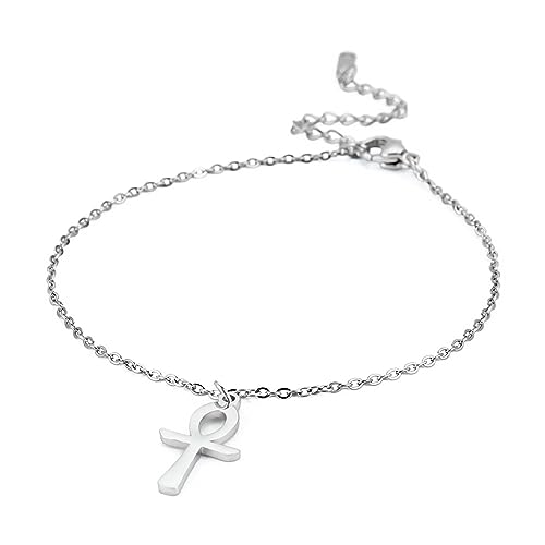 EUEAVAN Ankh Armband für Frauen Männer Gebet Amulett Schlüssel zum Leben Kreuz Klassischer Afrikanischer Anhänger Ägyptischer Religiöser Schmuck Personalisierte Geschenke (silber) von EUEAVAN