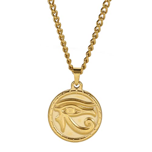 EUEAVAN Ankh Auge des Horus Damen Halskette Ägyptisches Schutzsymbol Feines Schutzamulett Heidnische Glücksbringer Halsband Böses Auge Schmuck Mädchen Frauen (Gold) von EUEAVAN