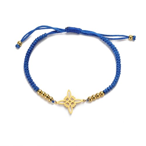 EUEAVAN Delicate Celtic Witch's Knot Armband Amulett Ausschnitt vier Ecken Charme Irish Wiccan Vintage Schmuck Geschenk Mädchen Frauen (blau) von EUEAVAN