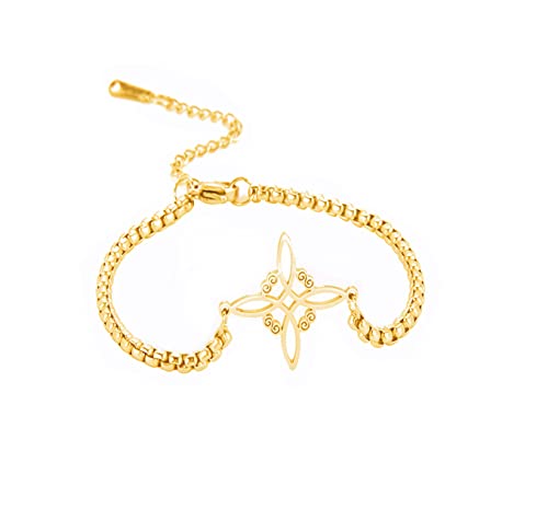EUEAVAN Delicate Celtic Witch's Knot Armband Amulett Ausschnitt vier Ecken Charme Irish Wiccan Vintage Schmuck Geschenk Mädchen Frauen (gold1) von EUEAVAN