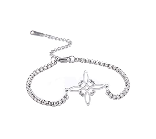 EUEAVAN Delicate Celtic Witch's Knot Armband Amulett Ausschnitt vier Ecken Charme Irish Wiccan Vintage Schmuck Geschenk Mädchen Frauen (silber1) von EUEAVAN