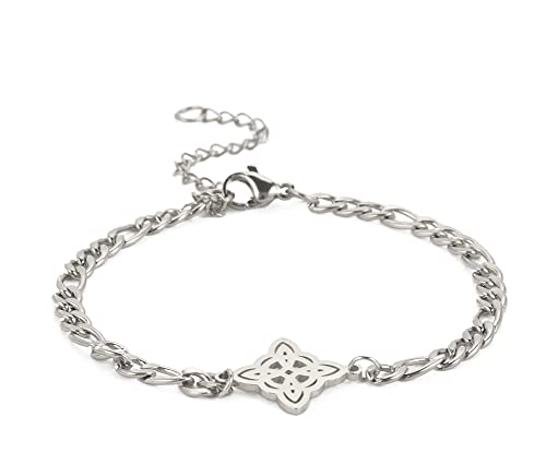 EUEAVAN Delicate Celtic Witch's Knot Armband Amulett Ausschnitt vier Ecken Charme Irish Wiccan Vintage Schmuck Geschenk Mädchen Frauen (silber2) von EUEAVAN